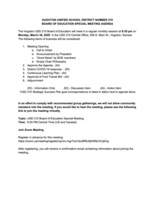 USD 210 Board of Education Special Meeting - March 30, 2020